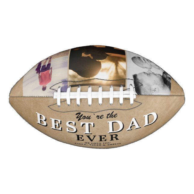 Rustic Best Dad Father`s Day 3 Photo Collage Football (Front)