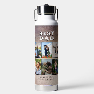 Rustic Best Dad Father's Day 6 Photo  Water Bottle