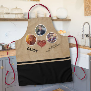 Rustic Best Dad Heart Father`s Day 3 Photo Black Apron