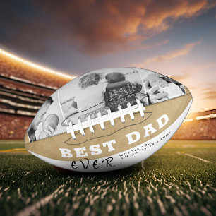 Rustic Best Dad Typography Father`s Day 3 Photo Football