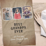 Rustic Best Grandpa Ever Grandkids 3 Photo Collage Tea Towel<br><div class="desc">Rustic Best Grandpa Ever Grandkids 3 Photo Collage Kitchen Towels. Make a personalised towel for the best grandpa ever. Add your favourite 3 photos and customise the text with your names. Lovely keepsake for birthday,  Christmas or Father's Day for grandfather.</div>
