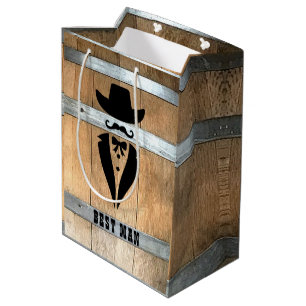 Rustic Best Man Whiskey Barrel Medium Gift Bag
