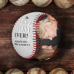 Rustic Best Mum Ever Mother`s Day Photo Collage Baseball