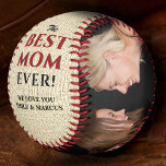 Rustic Best Mum Ever Mother`s Day Photo Collage Baseball<br><div class="desc">Rustic Best Mum Ever Mother`s Day Two Photo Collage Baseball. This modern custom and personalised baseball is a perfect gift for a mum on a mother`s day. The best mum ever two photo template baseball. Personalise it with two photos and names. The background is rustic beige texture and the text...</div>