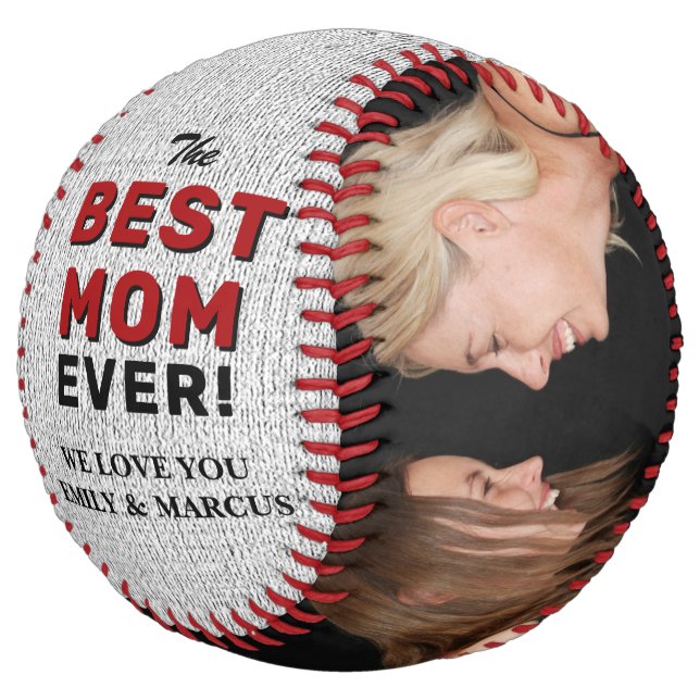 Rustic Best Mum Mother`s Day Photo Collage  Softba Softball (Angled)