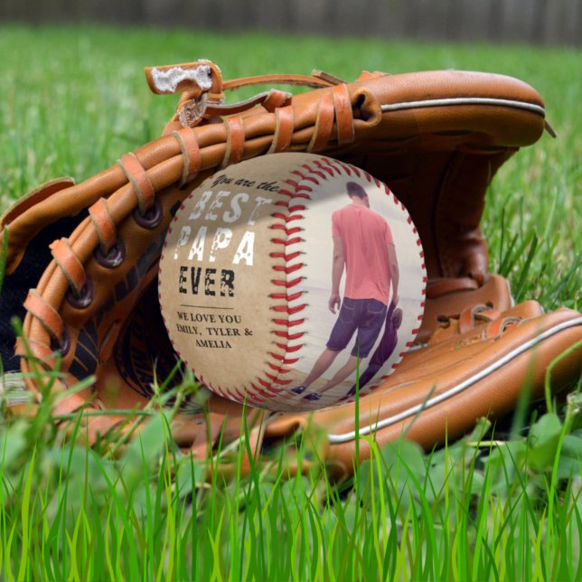 Rustic Best Papa Father`s Day 2 Photo Collage Baseball (Creator Uploaded)