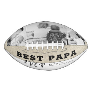Rustic Best Papa Typography Father`s Day 3 Photo Football