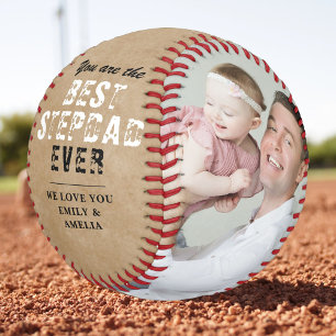 Rustic Best Stepdad Father`s Day 2 Photo Collage Baseball