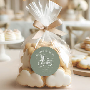 Rustic Bicycle Floral Shower Classic Round Sticker