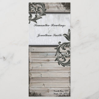 Rustic Birch Bark & Barn Board Wedding Program Programme