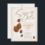 Rustic Birch Bark Carved Heart Save the Date Announcement<br><div class="desc">Announce your autumn love story with this elegant rustic save the date card featuring a beautifully textured birch bark background with a softly carved heart detail, adorned with rich warm-toned fall foliage. The sweeping calligraphy script paired with classic serif text creates a timeless yet seasonal feel, perfect for an October...</div>