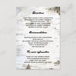 Rustic Birch Bark Wedding Details- Information Enclosure Card