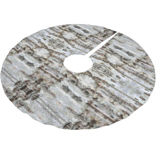 Rustic Birch Bark Wood  look Brushed Polyester Tre Tree Skirt