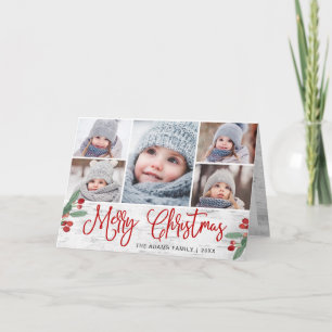 Rustic Birch Christmas 5 PHOTOS Greeting Holiday Card