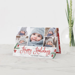 Rustic Birch Christmas 5 PHOTOS Greeting Holiday Card