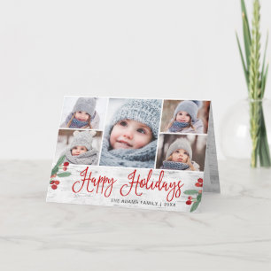Rustic Birch Christmas 5 PHOTOS Greeting Holiday Card