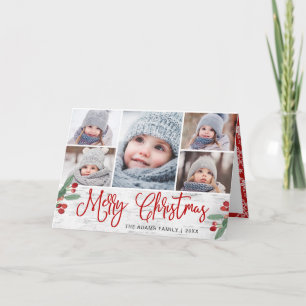 Rustic Birch Christmas 5 PHOTOS Greeting Holiday Card