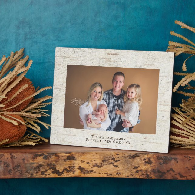 Rustic Birch Personalised Name Photo 8x10 Plaque (Side)
