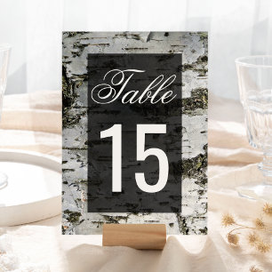 Rustic Birch Tree Bark Modern Wedding Table Number