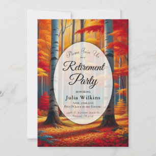 Rustic Birch Tree Fall Forest Retirement Party Invitation