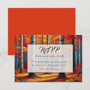  Rustic Birch Tree Fall Wedding RSVP Card