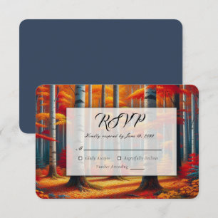 Rustic Birch Tree Fall Wedding RSVP Card