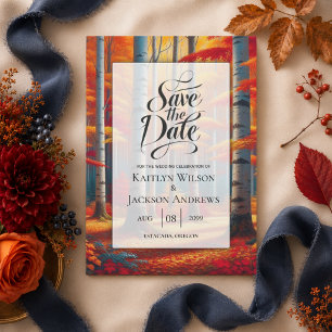 Rustic Birch Tree Fall Wedding Save The Date