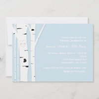 Rustic Birch Tree Heart Blue Wedding Invitation