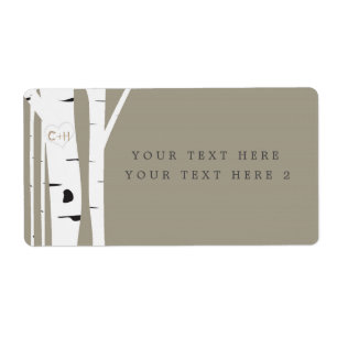 Rustic Birch Tree Taupe Party Package Label