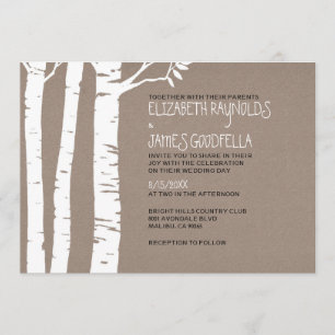 Rustic Birch Tree Wedding Invitations