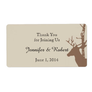 Rustic Birch Trees and Deer Water Bottle Label