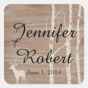 Rustic Birch Trees and Deer Wedding Envelope Seal
