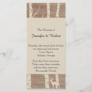 Rustic Birch Trees and Deer Wedding Program Programme