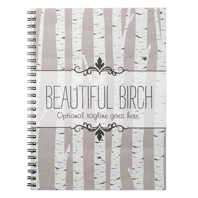 Rustic Birch Wood Trees & Branches Natural Modern Spiral Notebook (Front)