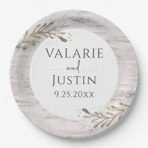 Rustic Birch Wood Wedding Paper Plate