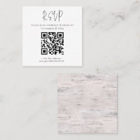 Rustic Birch Wood Wedding Square Business Card