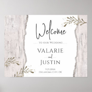 Rustic Birch Wood Wedding Welcome Sign