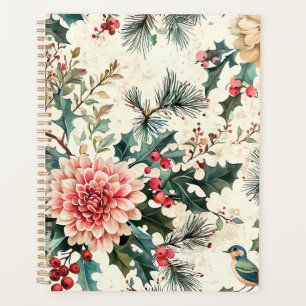 Rustic Bird and Poinsettia Christmas Pattern (12) Planner