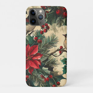 Rustic Bird and Poinsettia Christmas Pattern (13) Case-Mate iPhone Case