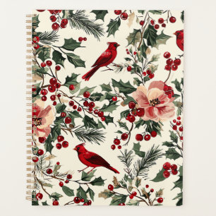 Rustic Bird and Poinsettia Christmas Pattern (14) Planner