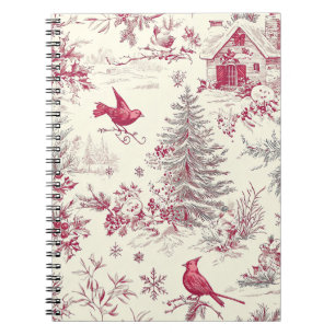 Rustic Bird and Poinsettia Christmas Pattern (17) Notebook