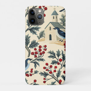 Rustic Bird and Poinsettia Christmas Pattern (19) Case-Mate iPhone Case