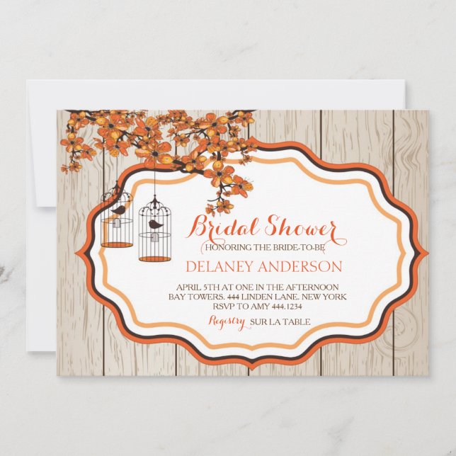 Rustic Birdcage floral Bridal Shower Invitation (Front)