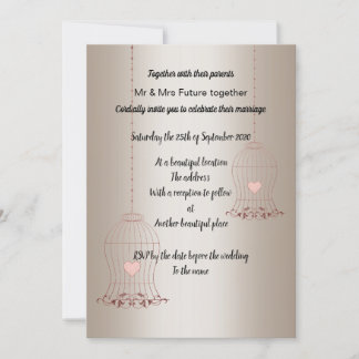 RUSTIC BIRDCAGE GOLD BRONZE WEDDING CUSTOM INVITATION