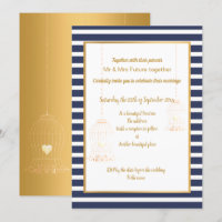 RUSTIC BIRDCAGE WHITE NAVY GOLD STRIPE 2 WEDDING