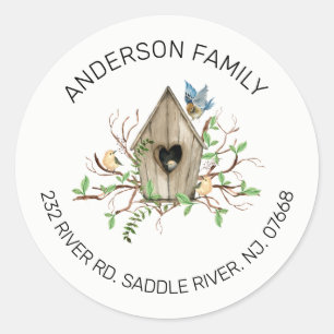 Rustic Birdhouse   New Home Address Label Sticker