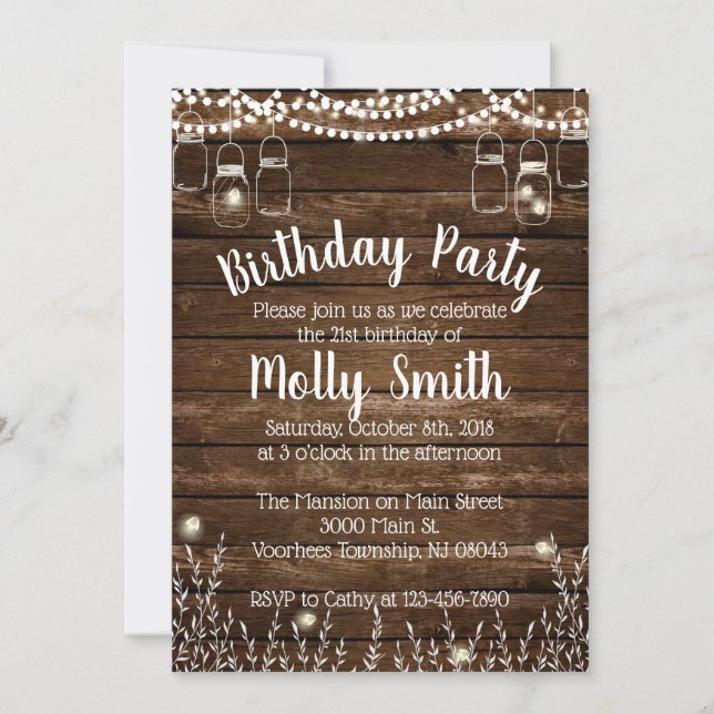 Rustic Birthday Party Invitations - Backyard BBQ (Front)