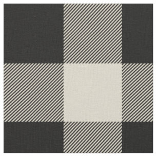 Rustic Black and Beige Buffalo Plaid Fabric