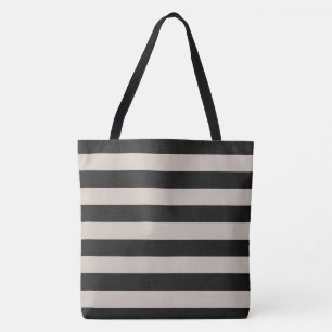 Rustic Black and Ivory Stripes Tote Bag