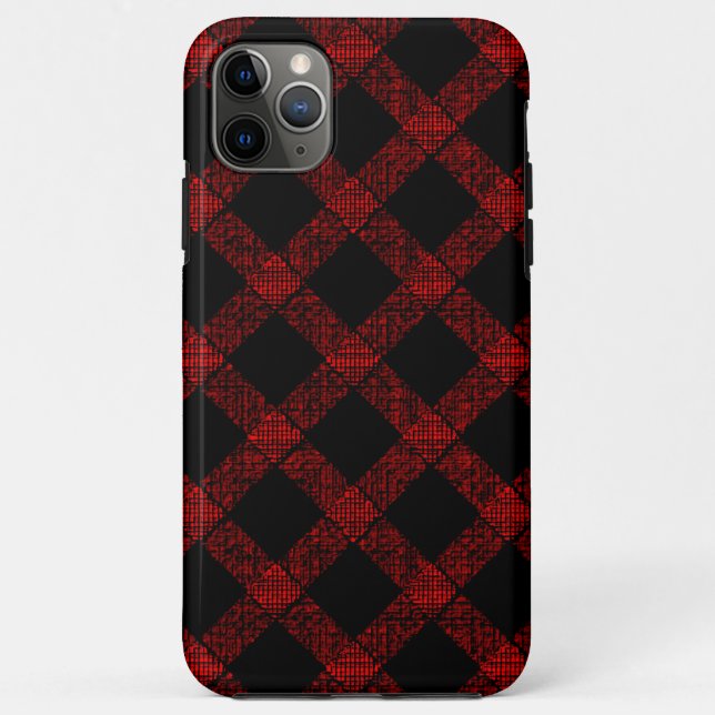 Rustic black and vivid red plaid with thick lines  Case-Mate iPhone case (Back)